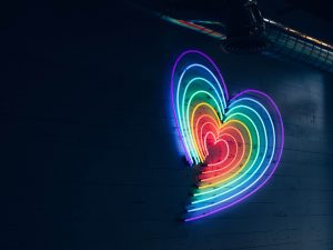 heart, rainbow, dark, party